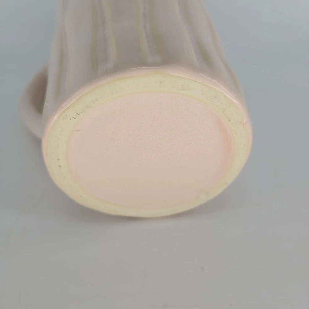Vintage Pink Ceramic Pitcher Pearlescent Vase Crock Cottage Farmhouse Decor